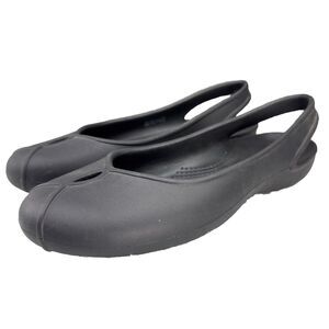 Crocs Sling Back Ballet Flats WMNS Sz 10 Black Olivia II Iconic Comfort Rubber